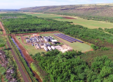 Aerial perspective of the Waimea Wastewater Treatment Plant